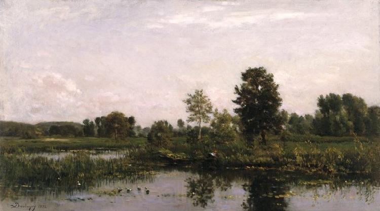 Charles-Francois Daubigny A Bend in the River Oise Spain oil painting art